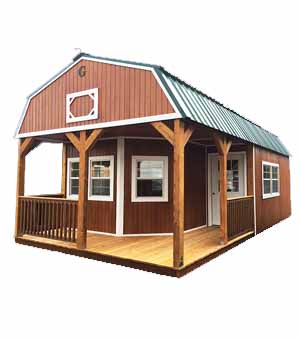 Urethane Wraparound Porch Lofted Barn Cabin